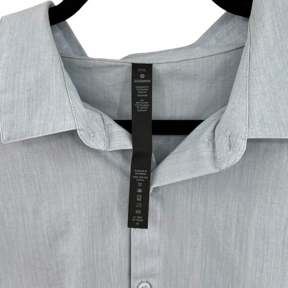 Lululemon Down to the Wire Slim Fit Short Sleeve Heathered Oasis‎ Blue Mens XXL - Picture 9 of 9